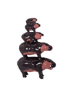 stacked hippo family plastic sculpture