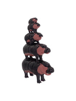 stacked hippo family plastic sculpture