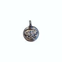 silver hippo coin charm