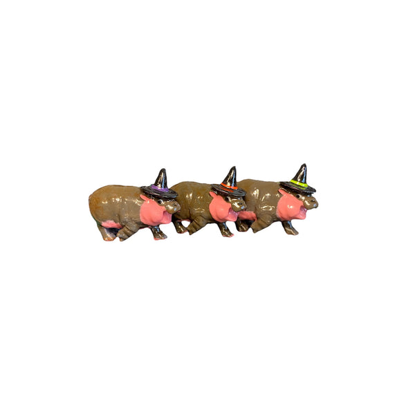 mini witch hippo plastic sculpture
